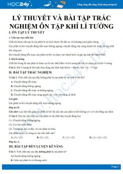 Lý thuyết và bài tập trắc nghiệm ôn tập Khí lí tưởng có đáp án môn Vật lý 10