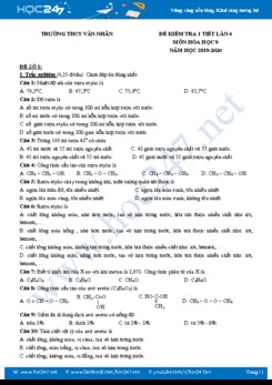 Bộ đề kiểm tra 1 tiết lần 4 môn Hóa học 9 Trường THCS Văn Nhân