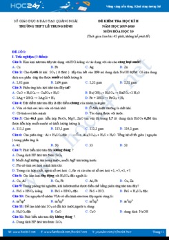 Bộ đề thi HK2 môn Hóa học 10 năm 2020 Trường THPT Lê Trung Đình