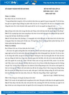 Đề thi thử vào lớp 10 lần 2 năm 2020 môn Ngữ Văn - Sở GD&ĐT Thành phố Hồ Chí Minh