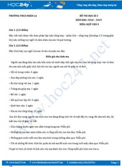 Đề kiểm tra HK2 môn Ngữ Văn 9 năm 2019 - Trường THCS Nhân La