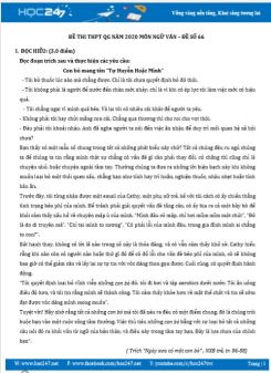 Đề thi thử THPT QG năm 2020 môn Ngữ Văn - Đề số 66