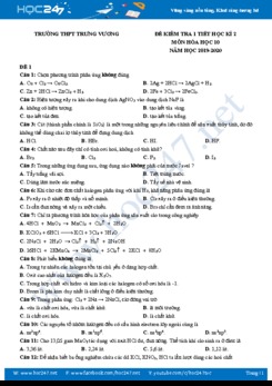 Bộ 4 đề kiểm tra 1 tiết HK2 môn Hóa học 10 Trường THPT Trưng Vương
