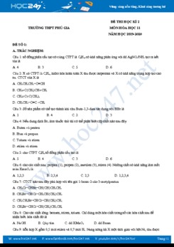 Bộ đề thi HK2 năm 2020 môn Hóa học 11 Trường THPT Phú Gia