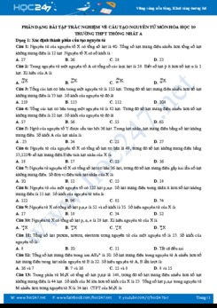 Phân dạng bài tập trắc nghiệm về cấu tạo nguyên tử môn Hóa học 10 năm 2020 Trường THPT Thống Nhất A