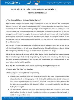 Ôn tập một số tác phẩm truyện ngắn hiện đại Ngữ Văn 11- Trường THPT Đồng Đậu