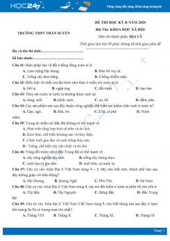 Đề thi HK2 môn Địa lí 12 năm 2019-2020 - TrườngTHPT Trần Suyền có đáp án