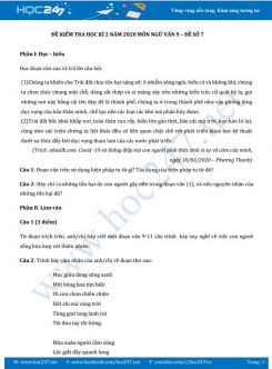 Đề kiểm tra HK2 năm 2020 môn Ngữ Văn 9 - Đề số 7