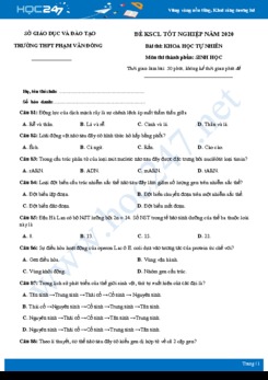 Đề KSCL ôn thi tốt nghiệp THPT QG năm 2020 môn Sinh học - Trường THPT Phạm Văn Đồng có đáp án