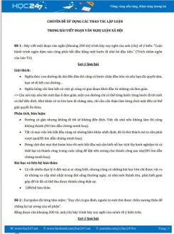 Chuyên đề sử dụng các thao tác lập luận trong bài viết đoạn văn nghị luận xã hội