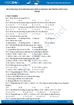 Đề cương ôn tập HK2 năm 2020 môn Hóa học 10 Trường THPT Xuân Thành