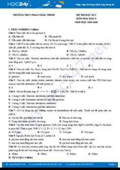 Đề thi HK2 năm 2020 môn Hóa học 8 Trường THCS Phan Châu Trinh