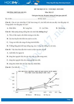 Đề thi HK2 môn Địa lí 12 năm 2019-2020 - Trường THPT Quang Hà có đáp án