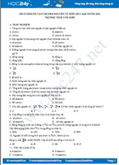Đề cương ôn tập Chương Nguyên Tử môn Hóa học 10 năm 2020 Trường THPT Văn Hiển