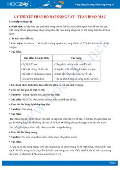 Lý thuyết ôn tập hô hấp ở động vật và tuần hoàn máu trong chương trình Sinh học 11 - Trường THPT Quang Hà