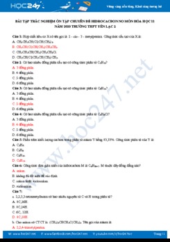 Bài tập trắc nghiệm ôn tập chuyên đề Hidrocacbon no môn Hóa học 11 năm 2020 Trường THPT Yên Lạc 2