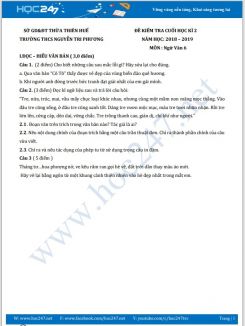Đề kiểm tra HK2 năm 2019 môn Ngữ văn 6 - Trường THCS Nguyễn Tri Phương