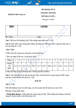 Đề kiểm tra HK2 môn Địa lí 6 năm 2019-2020 - Trường THCS Gia An có đáp án