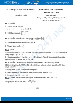 Bộ 6 đề thi tuyển sinh vào lớp 10 môn Toán sở GD&ĐT Thanh Hóa 2012_2019 có đáp án