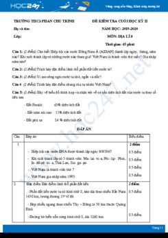 Đề kiểm tra cuối HK2 môn Địa lí 8 năm 2019-2020 - Trường THCS Phan Chu Trinh có đáp án