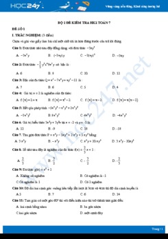 Bộ 2 đề kiểm tra HK2 Toán 7 năm 2020 có đáp án