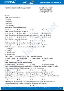 Bộ 2 đề kiểm tra 1 tiết môn Hóa học 10 năm 2020 Trường THPT Nguyễn Thượng Hiền