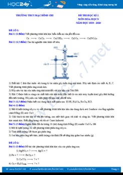 Bộ 12 đề thi HK2 năm 2020 môn Hóa học 9 Trường THCS Mạc Đỉnh Chi