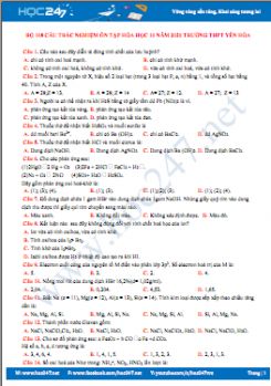 Bộ 108 câu trắc nghiệm ôn tập môn Hóa học 10 năm 2020 Trường THPT Yên Hòa