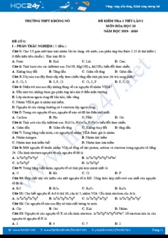 Bộ 4 đề kiểm tra 1 tiết môn Hóa học 10 năm 2020 Trường THPT Krông Nô