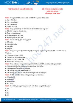 Đề cương ôn tập HK2 năm 2020 môn Tin học 6 Trường THCS Nguyễn Khuyến
