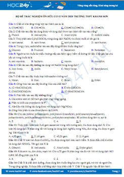 Bộ đề 244 câu trắc nghiệm ôn tập Hóa hữu cơ 12 năm 2020 Trường THPT Khánh Sơn