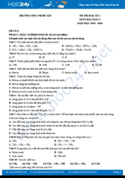 Bộ 4 đề thi HK2 năm 2020 môn Hóa học 9 Trường THCS Minh Tân