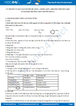 Lý thuyết và bài tập ôn thi Chuyên đề Amin - Amino axit - Protein môn Hóa học 12 năm 2020 Trường THPT Chuyên Sơn La