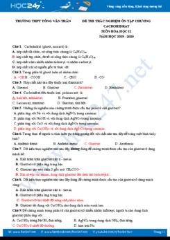 Bài tập trắc nghiệm ôn tập chương Cacbohidrat môn Hóa học 12 năm 2020 Trường THPT Tống Văn Trân