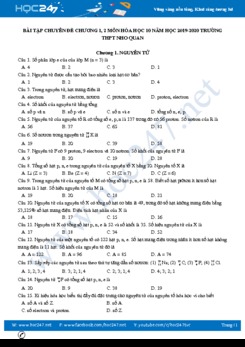 Bài tập chuyên đề Chương 1, 2 môn Hóa học 10 năm 2020 Trường THPT Nho Quan