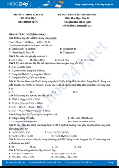 Đề thi HK2 môn Hóa học 10 năm 2020 Trường THPT Đầm Dơi