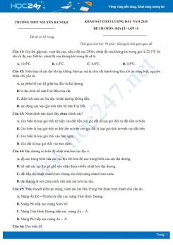 Đề KSCL đầu năm môn Địa lí lớp 10 năm 2020 - Trường THPT Nguyễn Bá Ngọc có đáp án