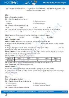 Bộ 5 đề thi KSCL môn Hóa học 8 năm 2020-2021 Trường THCS Long Bình