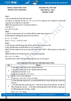 Đề thi giữa HK1 môn Hóa học 8 có đáp án chi tiết Trường THCS Minh Hòa