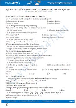 5 Dạng bài tập ôn tập chuyên đề cấu tạo nguyên tử môn Hóa học 8 năm 2020 Trường THCS Trần Mai Ninh