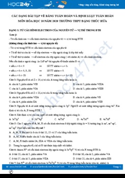 Các dạng bài tập về bảng tuần hoàn và định luật tuần hoàn môn Hóa học 10 năm 2020 Trường THPT Đặng Thúc Hứa