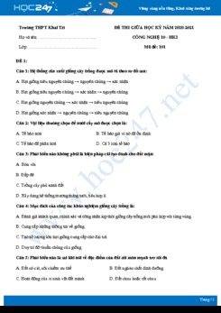 2 Đề thi giữa HK1 môn Công nghệ 10 năm 2020 - Trường THPT Khai Trí có đáp án