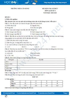 Đề kiểm tra 45 phút môn Lịch sử 8 có đáp án năm 2020 Trường THCS Cần Đăng