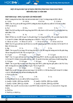 Một số dạng bài tập áp dụng phương pháp bảo toàn electron môn Hóa học 11 năm 2020