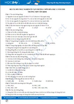 Bộ câu hỏi trắc nghiệm ôn tập Chương 2 môn Hóa học 11 năm 2020 Trường THPT Yên Định