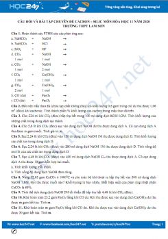 Câu hỏi và bài tập chuyên đề Cacbon-Silic môn Hóa học 11 năm 2020 Trường THPT Lam Sơn