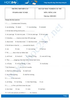 Bài tập trắc nghiệm các thì trong Tiếng Anh năm 2020 có đáp án