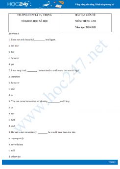 Bài tập trắc nghiệm chuyên đề liên từ trong Tiếng Anh năm 2020 có đáp án