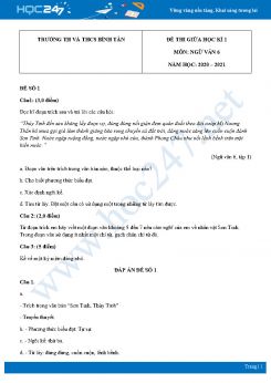 Bộ 2 đề thi giữa HK1 môn Ngữ văn 6 năm 2020 trường TH và THCS Bình Tân