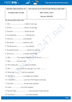 Bài tập tự luận chuyên đề thì quá khứ đơn trong Tiếng Anh năm 2020 có đáp án